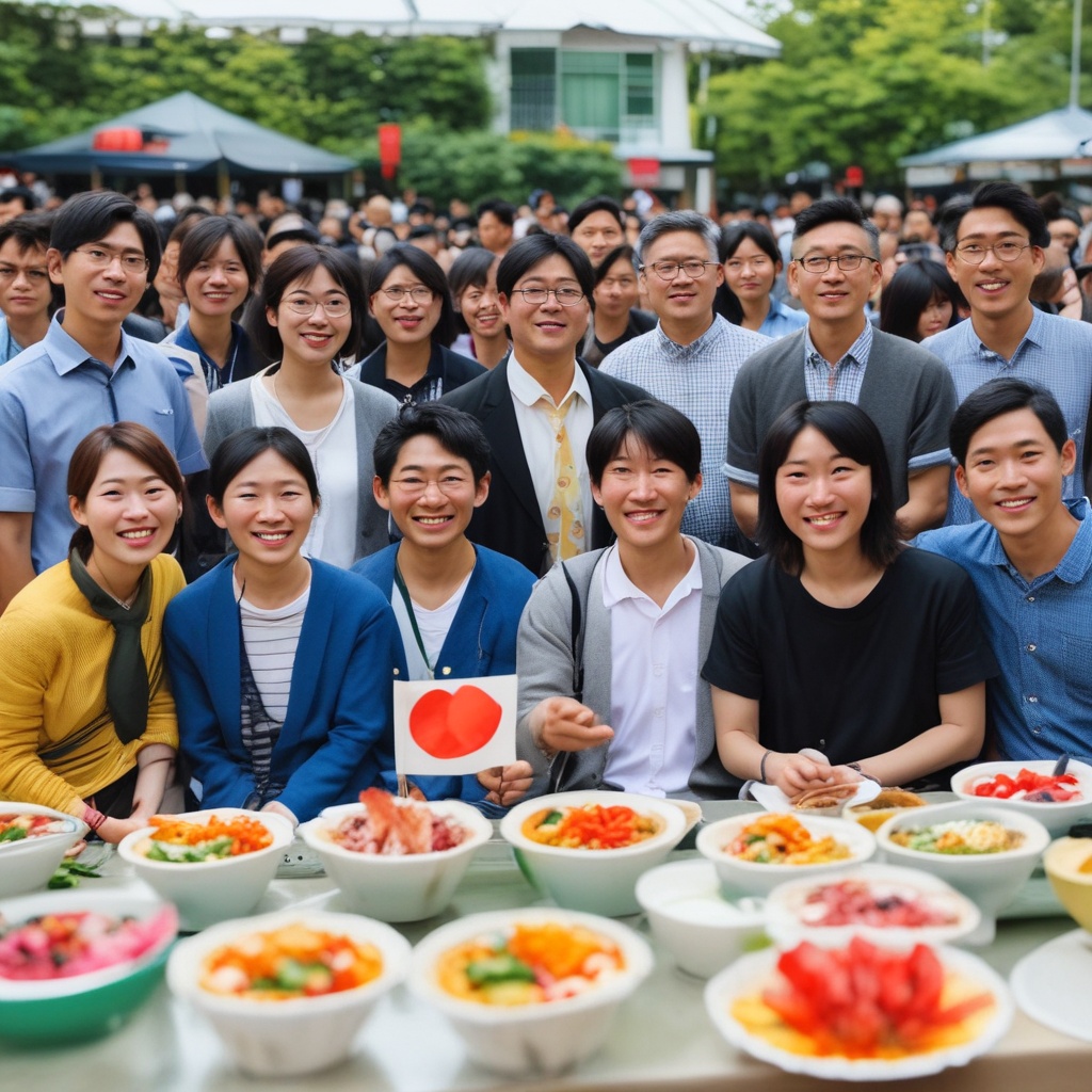 People from Japan, Taiwan, and Hong Kong at an event